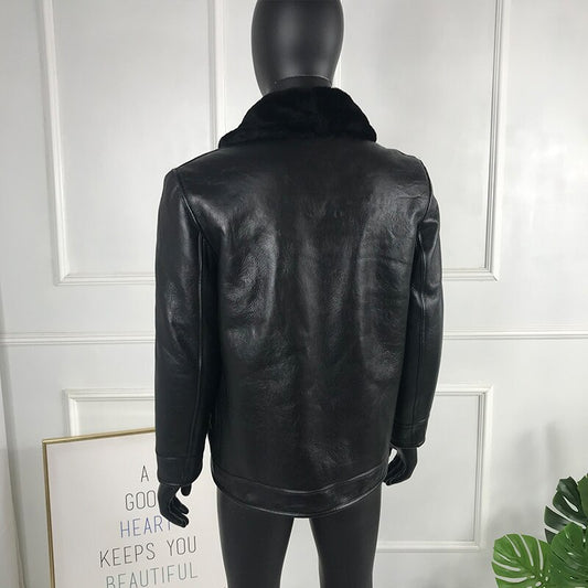 Black Genuine Leather Coats Real Fur Liner