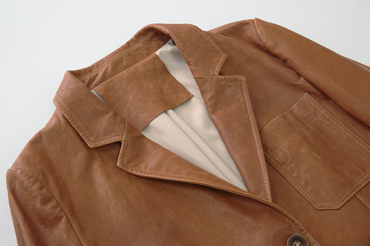 Genuine Leather Vintage Blazer Jackets
