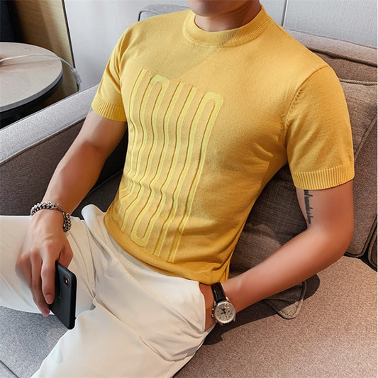 Knitted O-Neck Slim Fit Short Sleeve Shirts