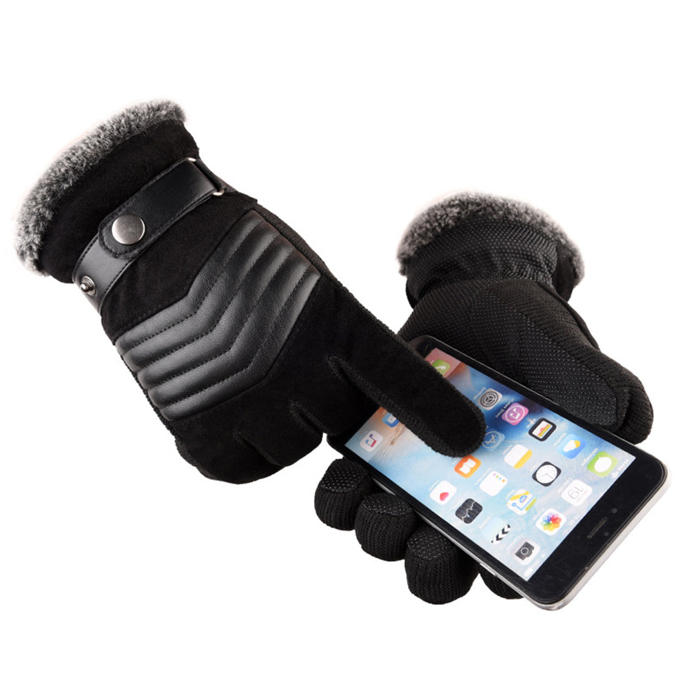 Genuine Leather Gloves Touch Screen Finger Men