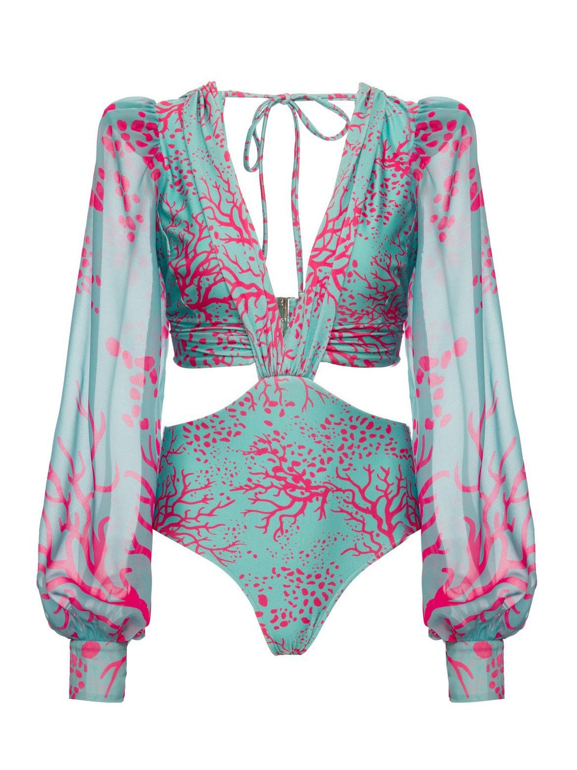 Deep V Long Loose Sleeve Monokini's