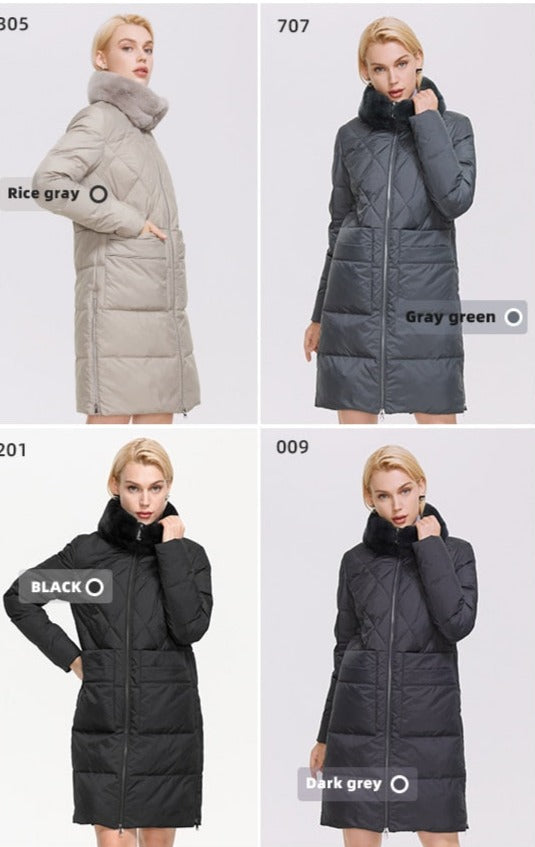Luxury Puffer Coats Stand-up Real Fur Collar