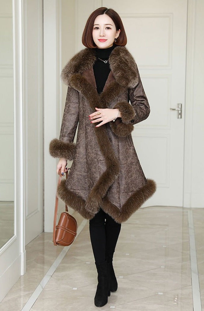 Genuine Leather Real Rabbit & Fox Fur Coats