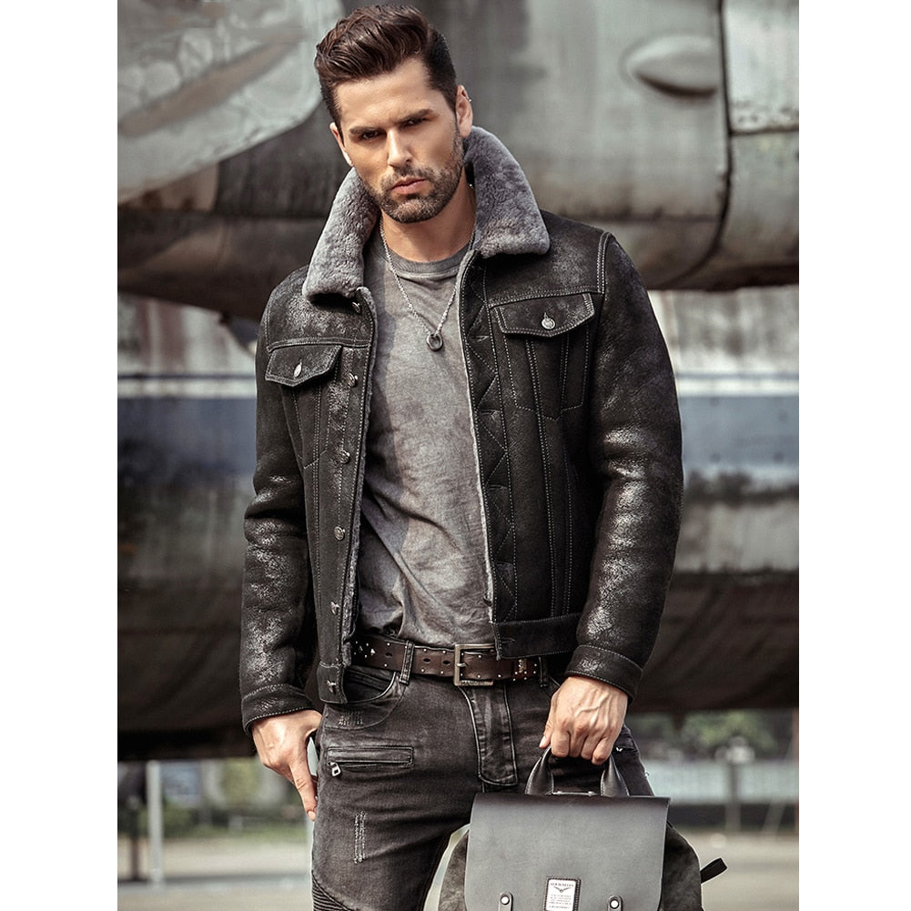 Genuine Leather Shearling B3 Aviator Bomber