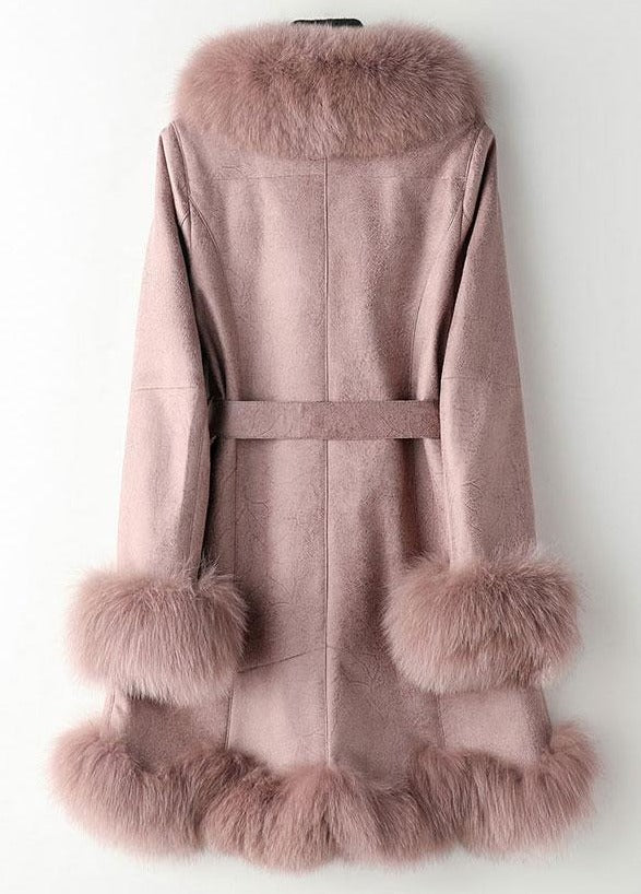 Genuine Leather Real Rabbit & Fox Fur Long Coats