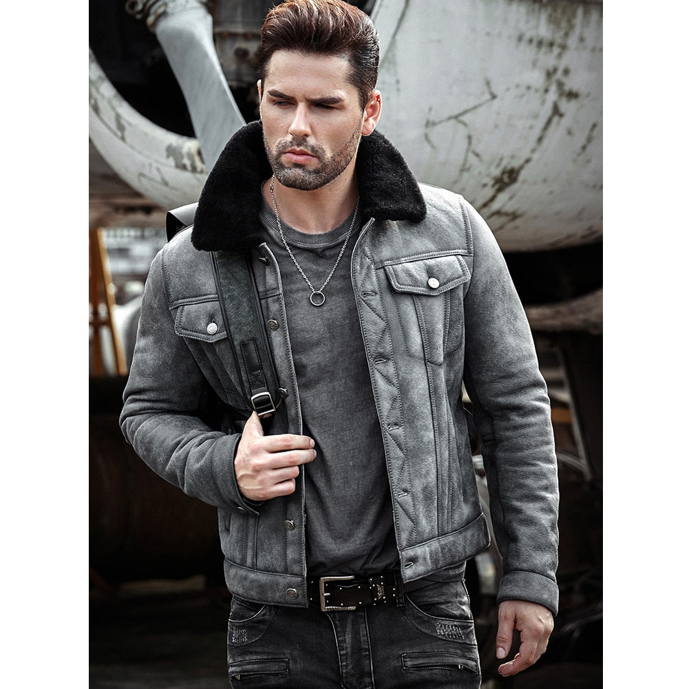 Genuine Leather Shearling B3 Aviator Bomber