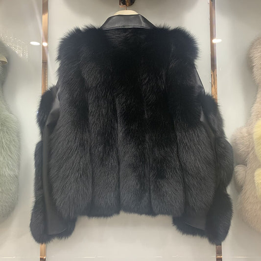 Genuine Leather Jacket With Real Fur Pattern