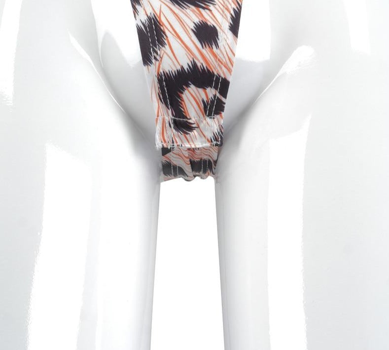 Off Shoulder Leopard Print Long Sleeve Bodysuits + Leggings Set