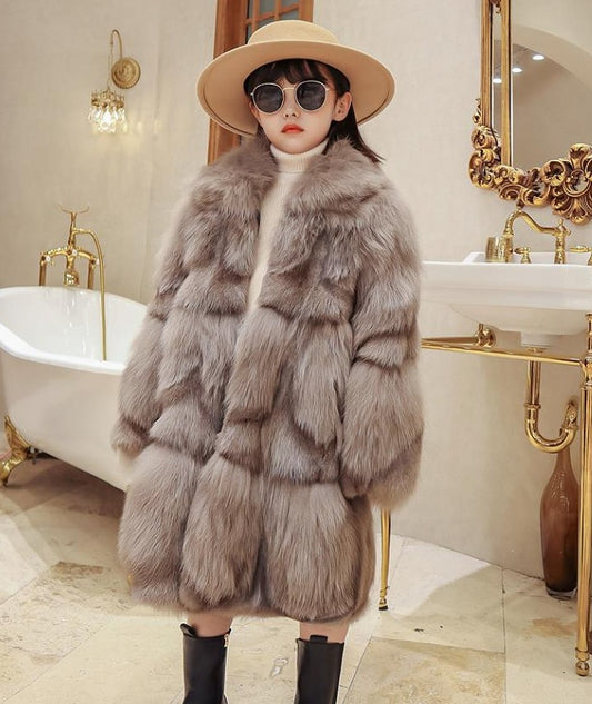 Genuine Fur Long Coats Children Fur Coats