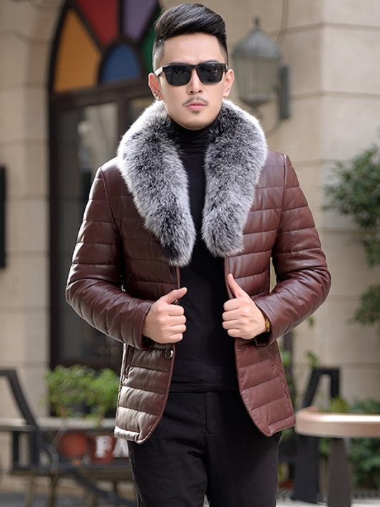 Genuine Leather Duck Down Fox Fur Coats