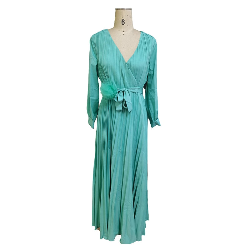 Chiffon Flower Belt Maxi Dresses