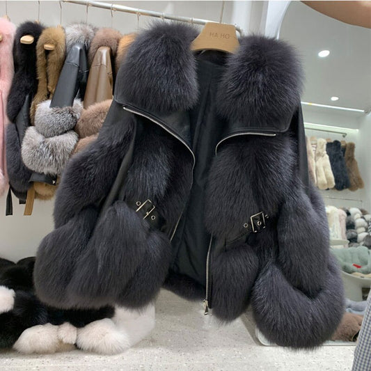 Genuine Leather Real Fur Pattern Coats