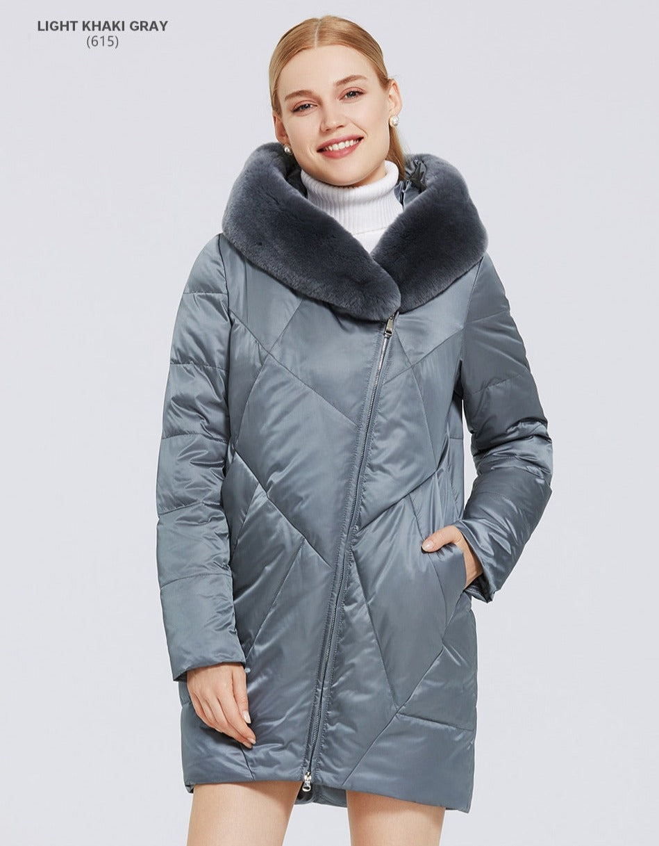 Windproof Cotton Long Puffer Jackets Real Fur Parkas