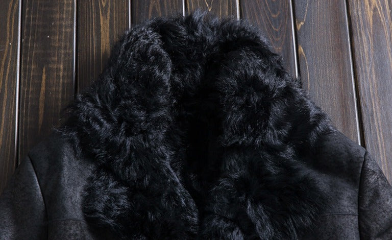 Black Genuine Leather Real Tigrado Shearling Coat
