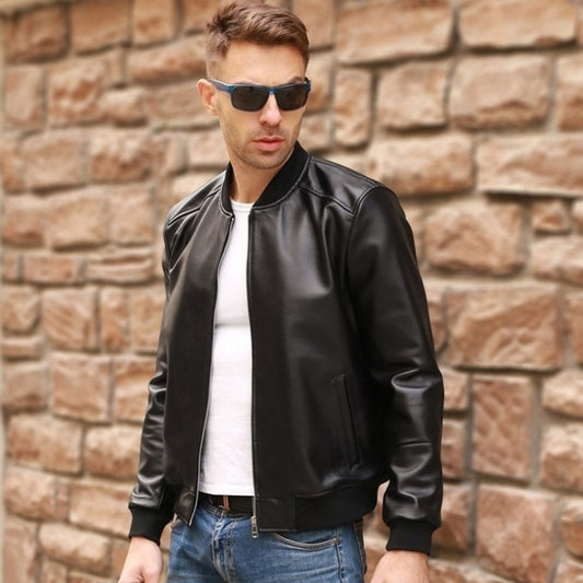 Genuine Leather Jacket Slim Bomber