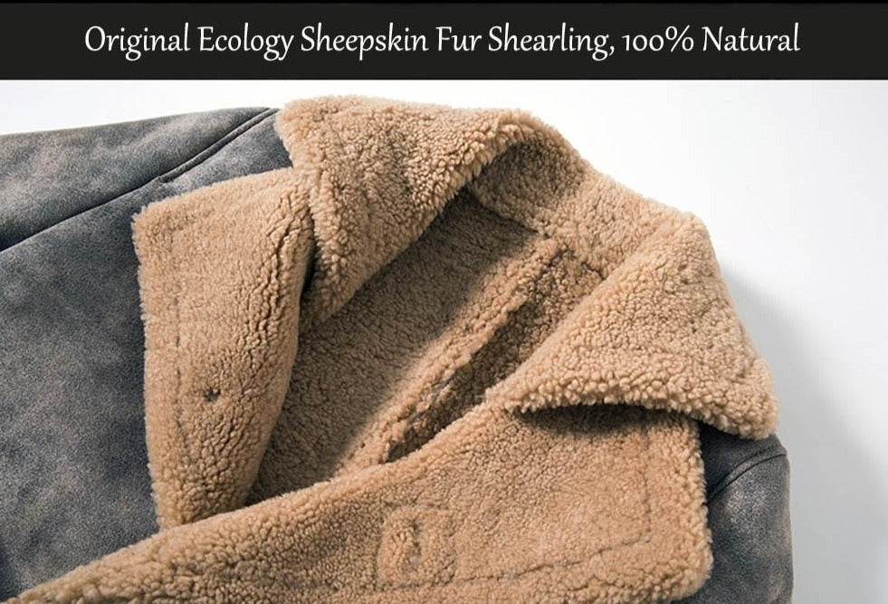 Jungle Brown Real Shearling Fur Long Coat