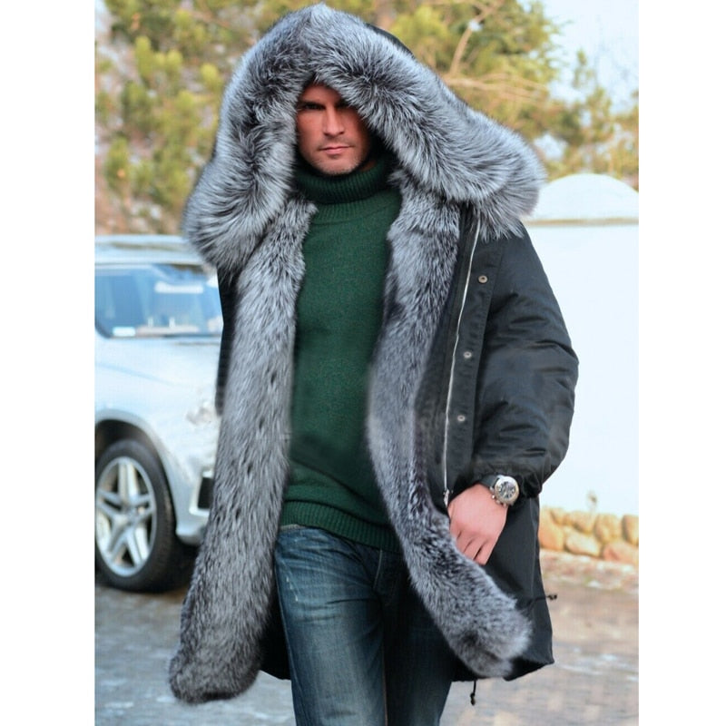 Rex Rabbit Fur Liner Silver Fox Fur Collar/Parkas Waterproof Coats