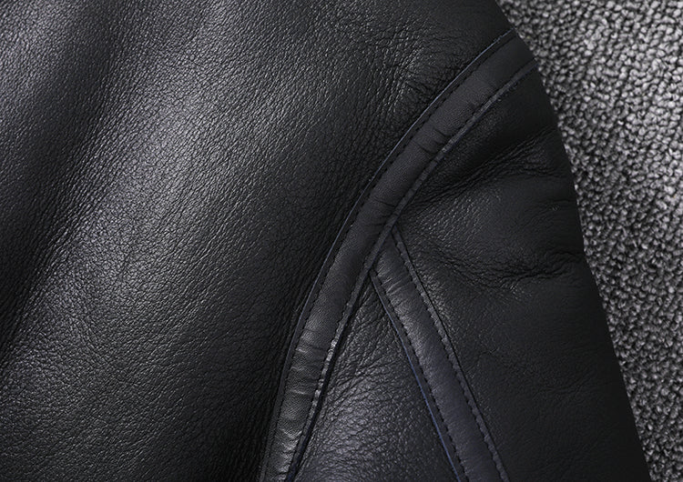 Genuine Leather Real Wool Fur Moto Jacket