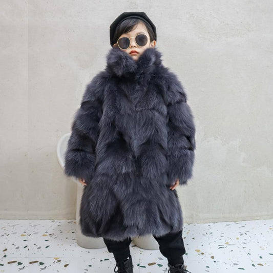 Genuine Fur Long Coats Children Fur Coats