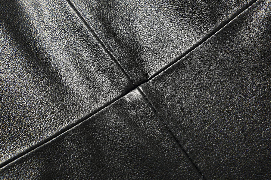 Genuine Leather Jacket Wool Fur Collar