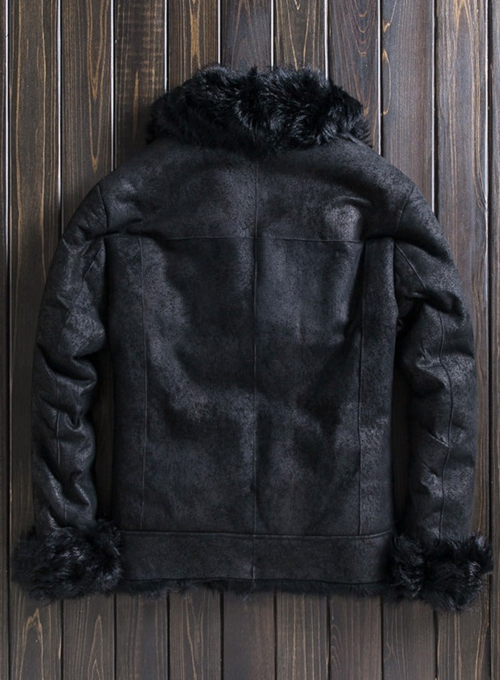 Black Genuine Leather Real Tigrado Shearling Coat