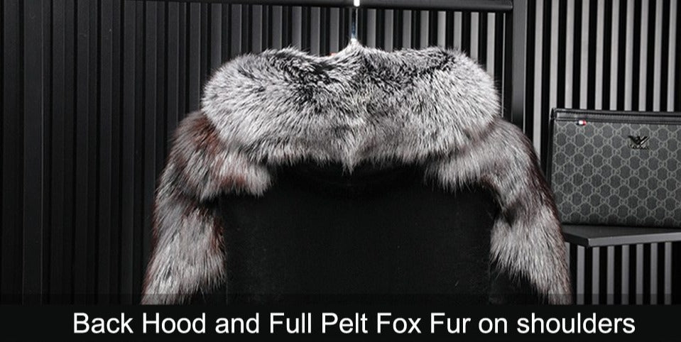 Real Shearling & Silver Fox Fur Hood Coats