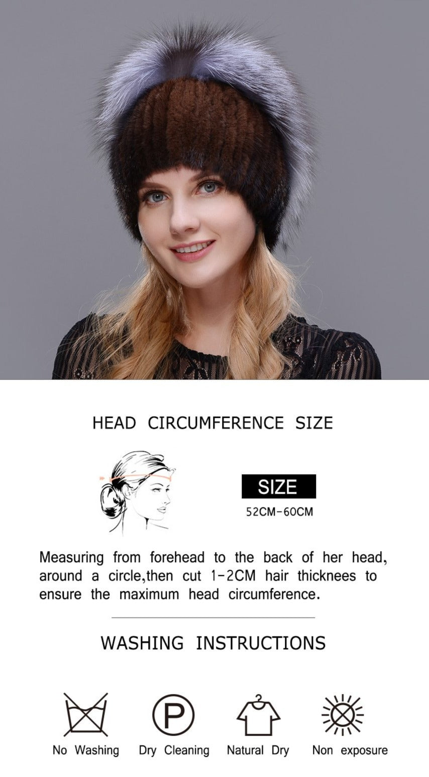 Genuine Mink & Fox Fur Beanies