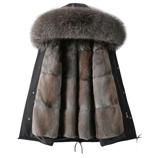 Waterproof Coats Real Mink Fur Liner Big Fox Fur Parka