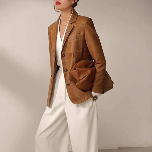 Genuine Leather Vintage Blazer Jackets
