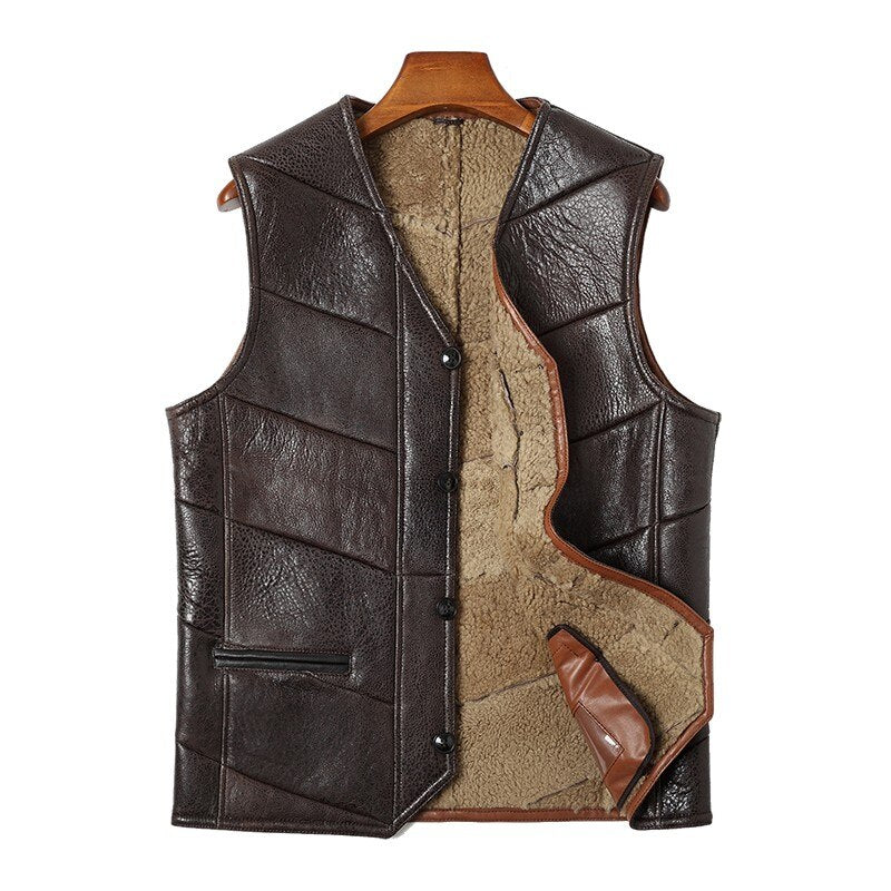 Genuine Leather Vest Shearling Lining – Elevate Swag