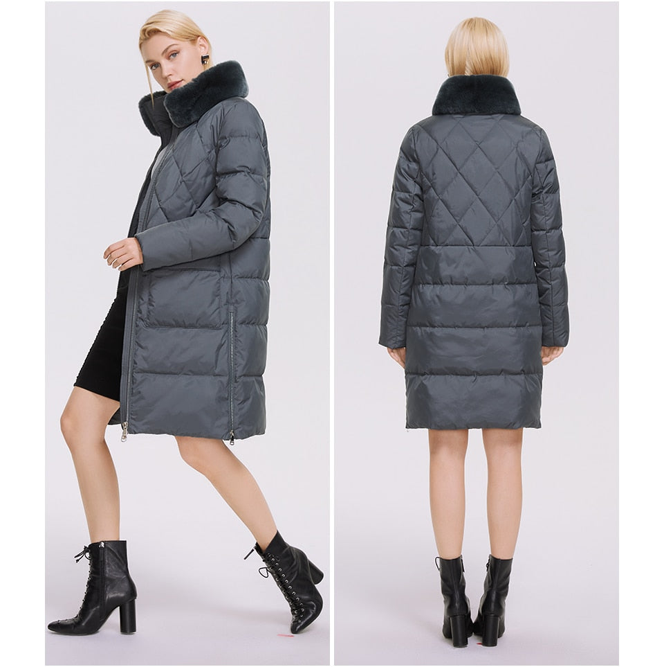 Luxury Puffer Coats Stand-up Real Fur Collar