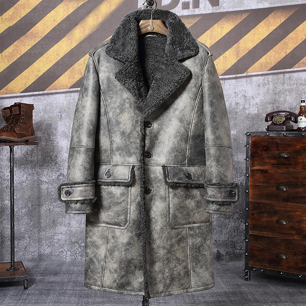 Genuine Leather Shearling Fur Coat X-Long