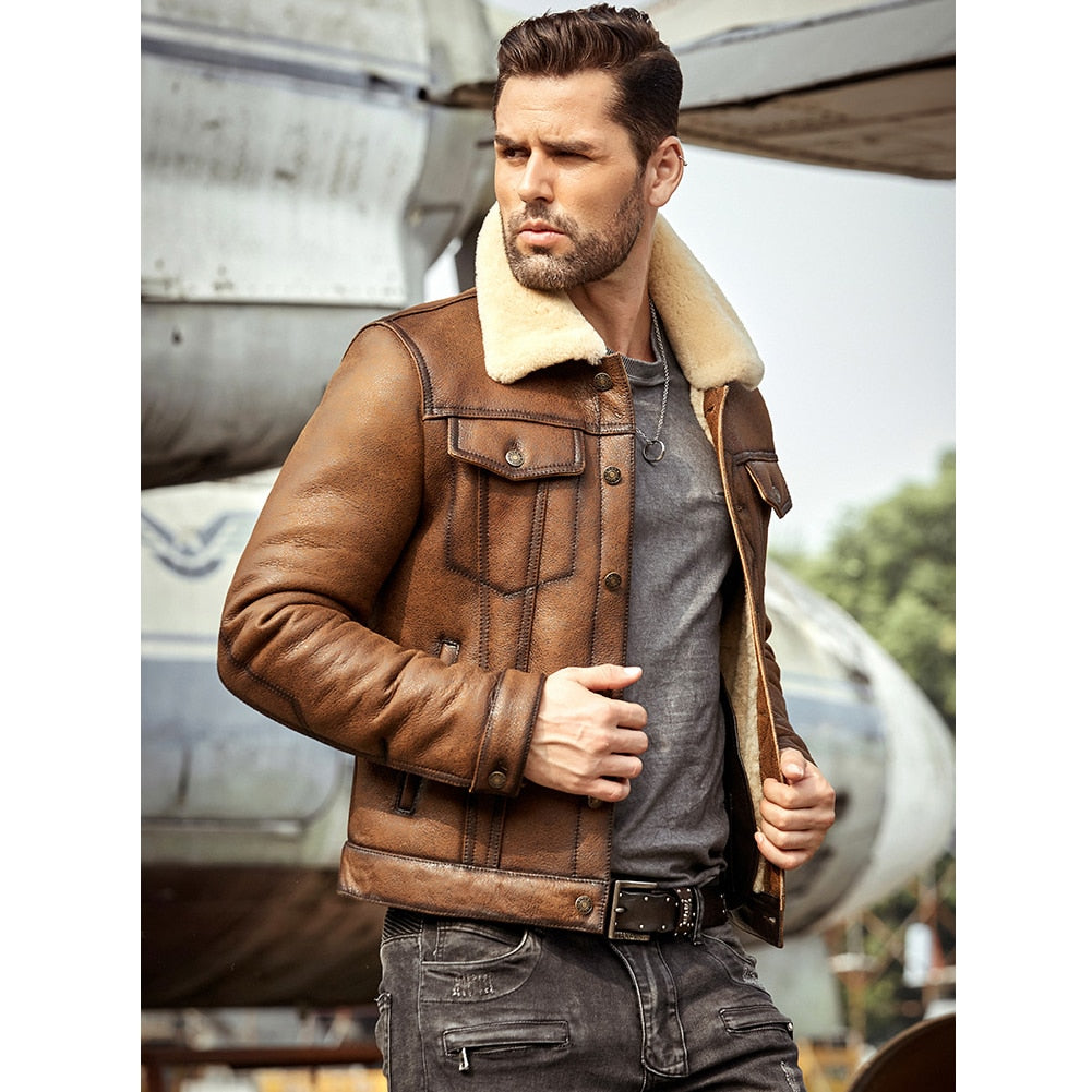 Genuine Leather Shearling B3 Aviator Bomber