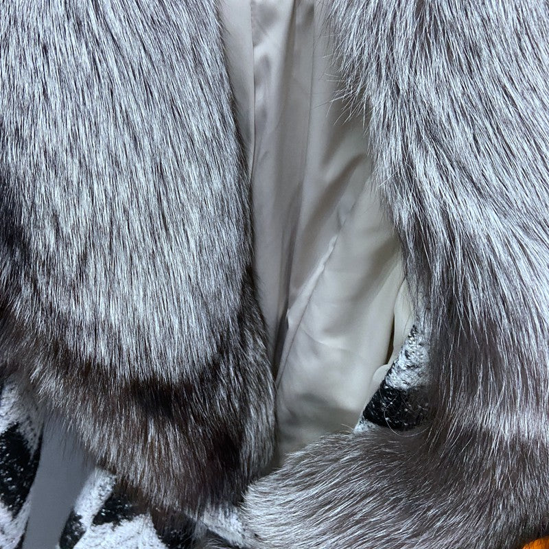 Real Silver Fox Fur Collar & Trim X-Long Pea Coats