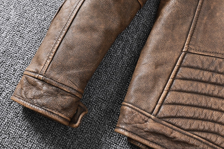 Genuine Leather Vintage Moto Jacket