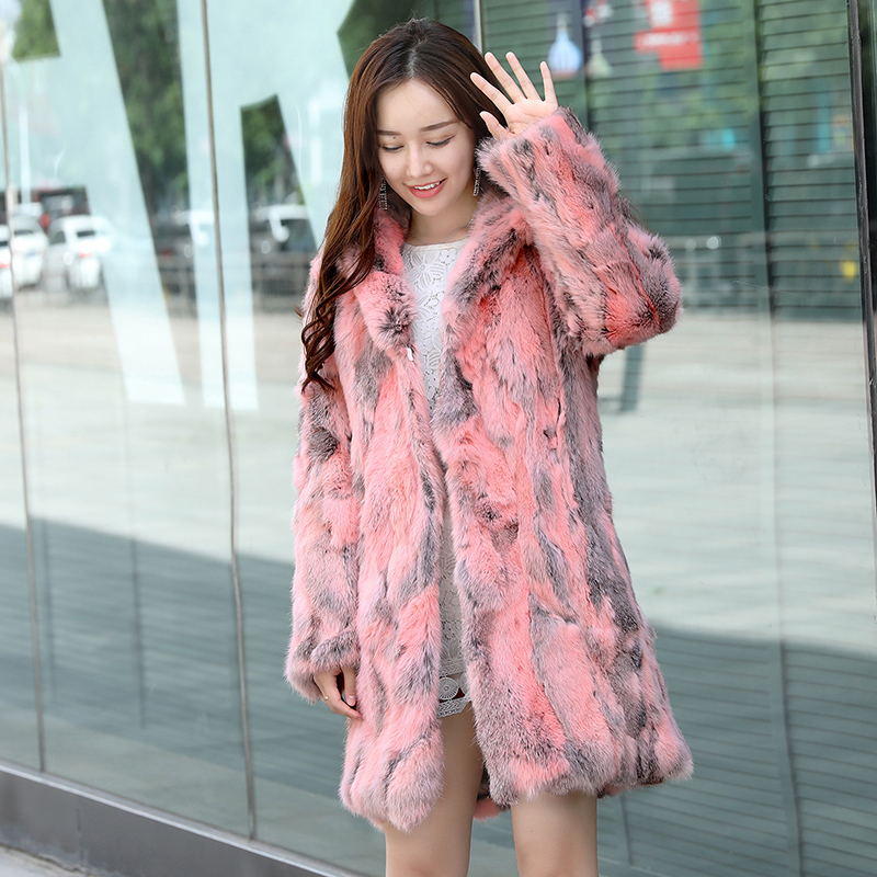 Mixed Color Blend Real Fur Hooded Coats