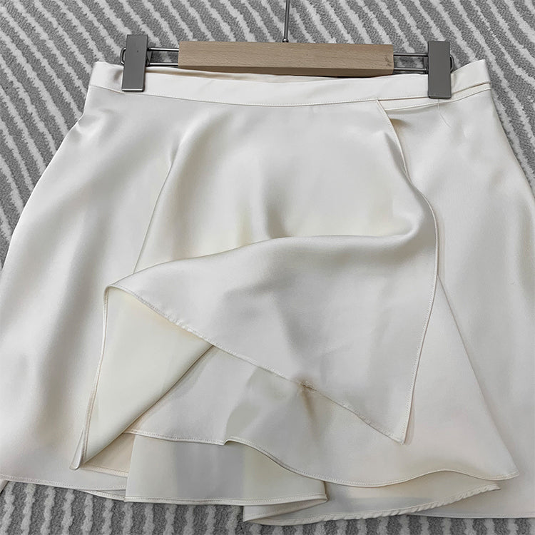 Lantern Sleeves Crop High Waist Mini Skirts Sets
