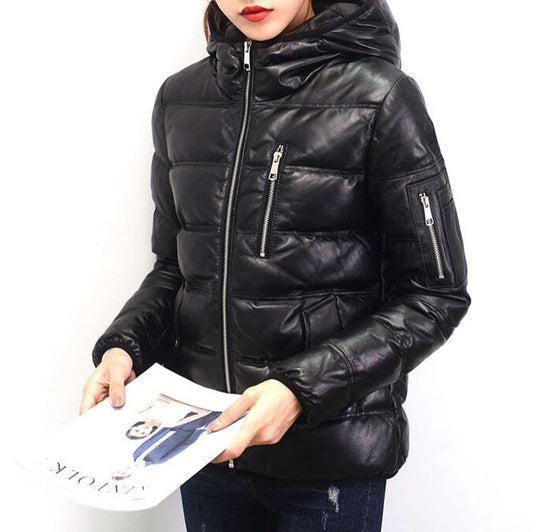 Genuine Leather Jacket Duck Down Bomber