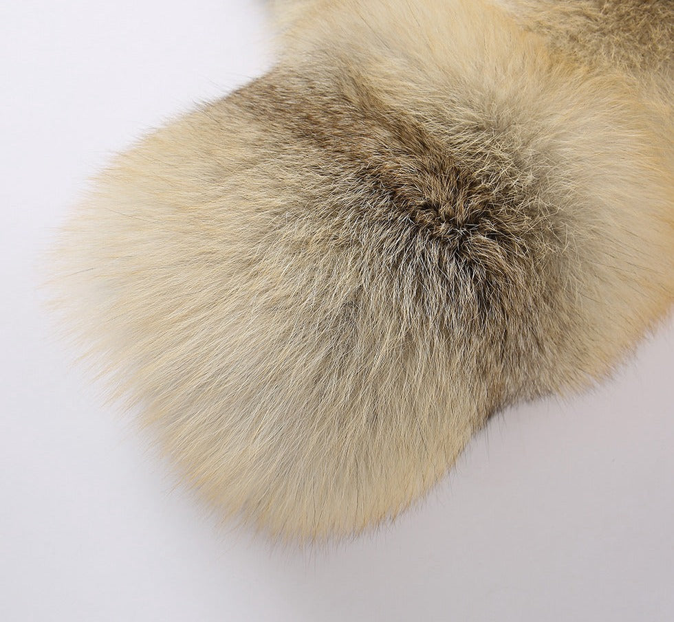 Real Fox Fur Big Turn-Down Collar Waist Coats