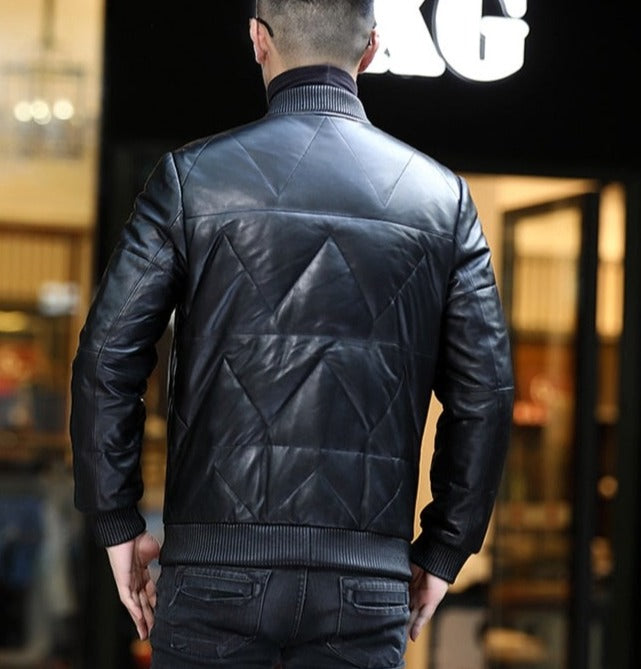 Genuine Leather Jacket Duck Down Bomber