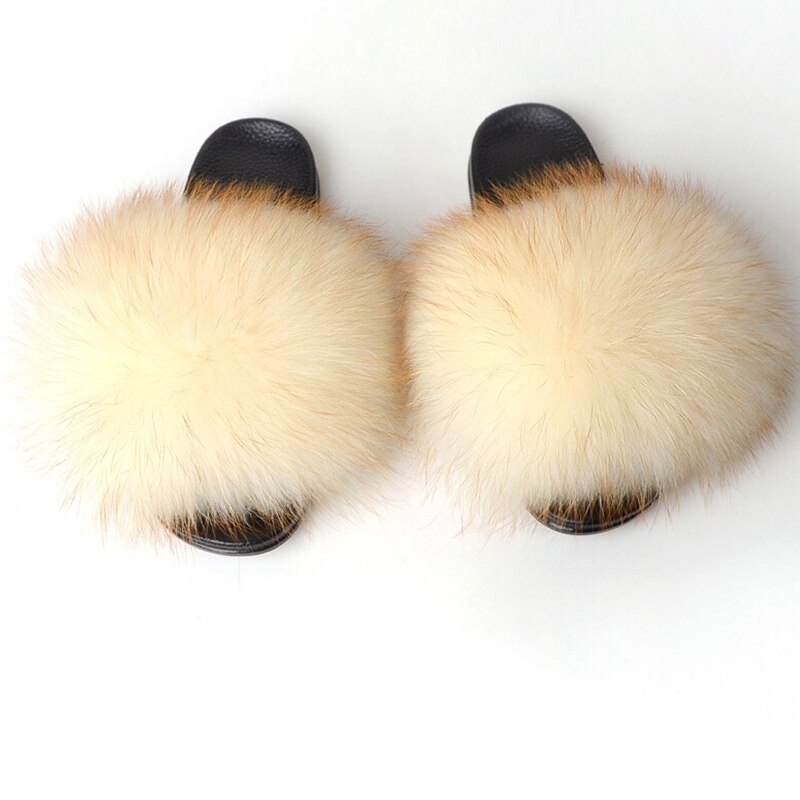 Real Fur Slides Sandals Slippers Flip Flops