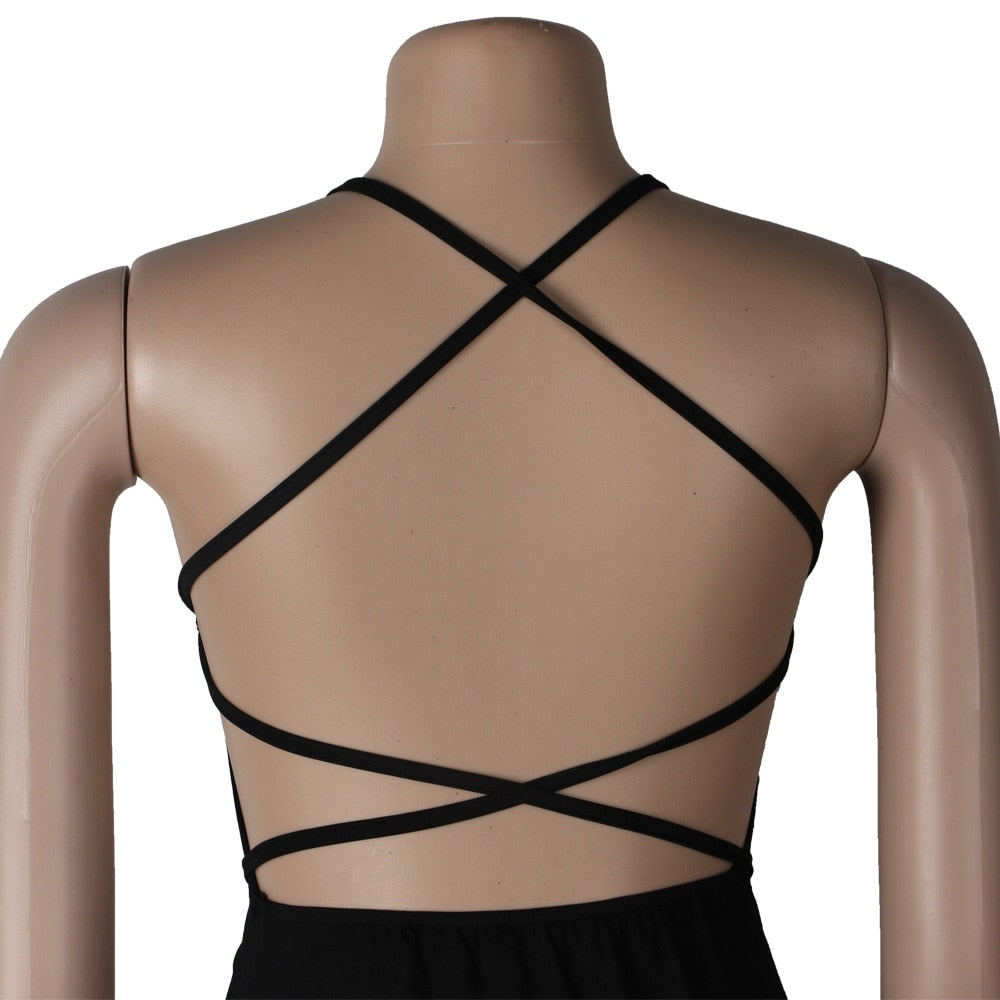 Black Backless High Split Maxi Dresses