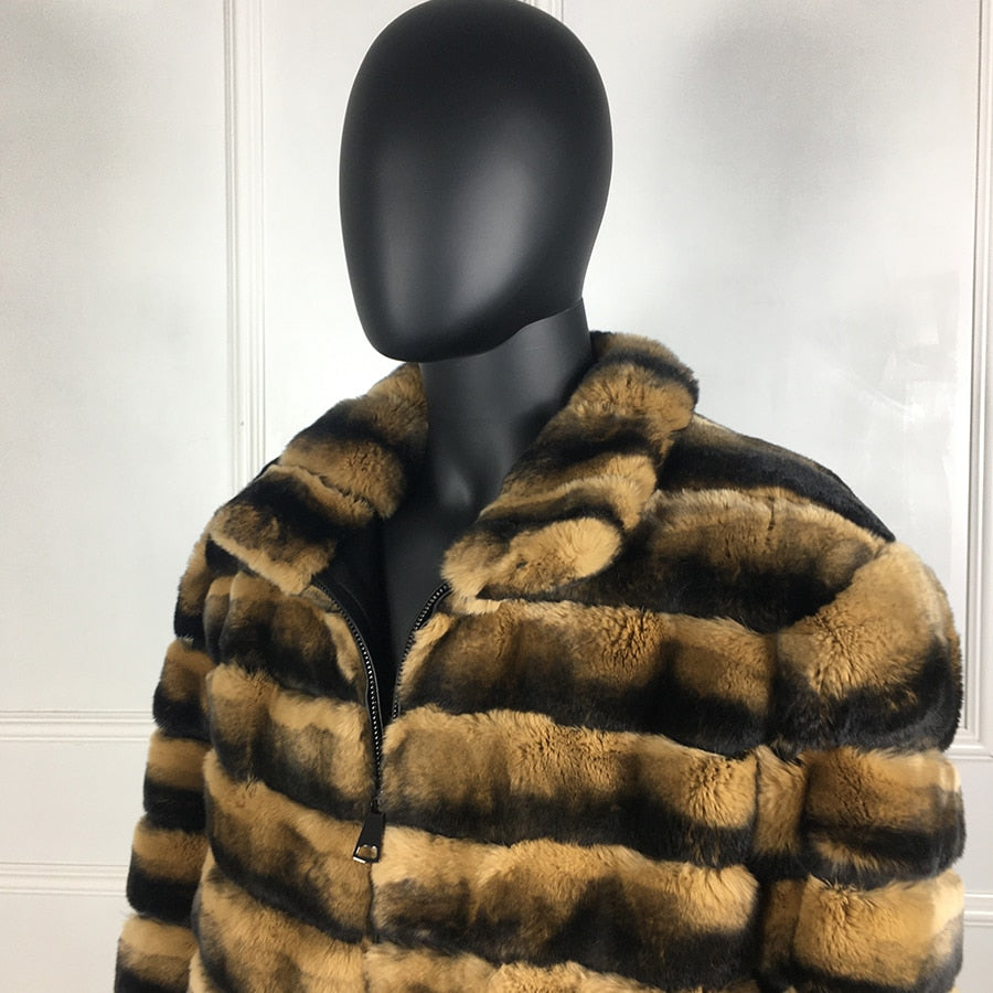 Chinchilla Style Bombers Rabbit Fur Coats