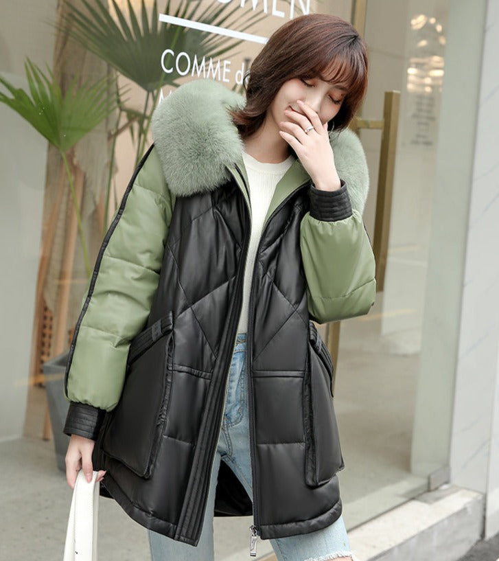 Genuine Leather Jacket Duck Down Puffer