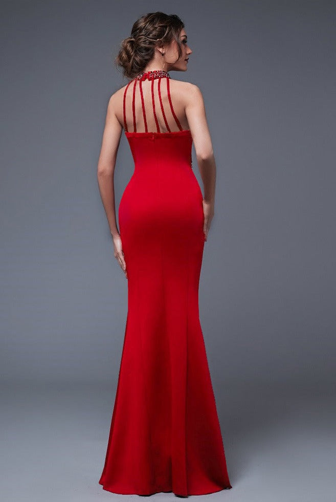 Vintage Backless Sleeveless Side Slit Maxi Dresses