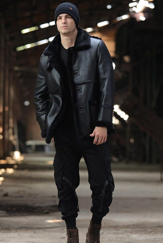 Genuine Leather Sheepskin Real Shearling Fur Mid Coats