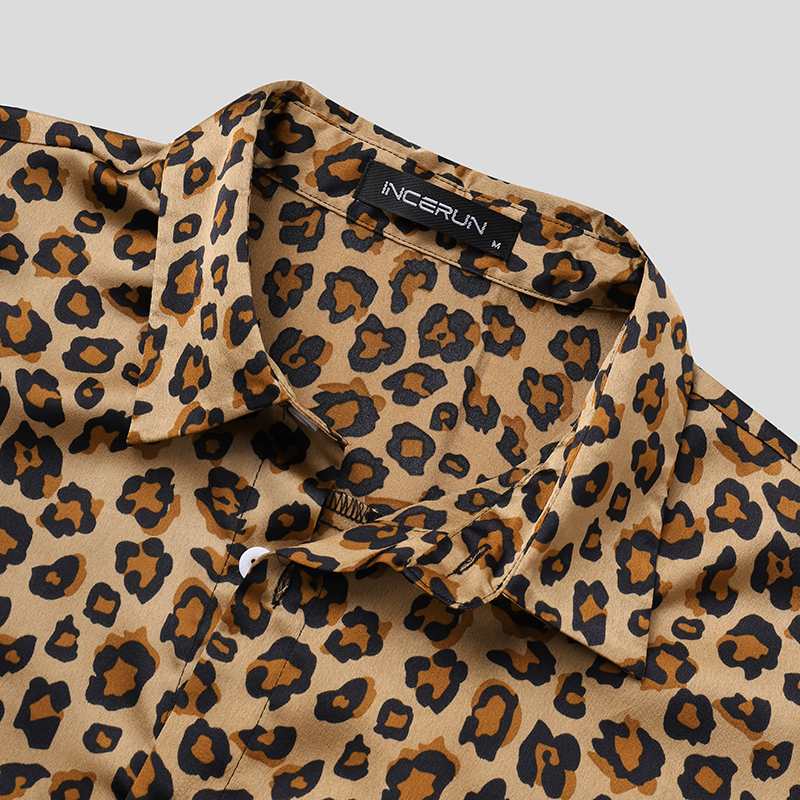 Leopard Short Sleeve Button Shirt & Short Sets