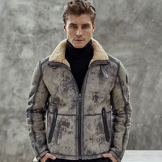 Genuine Leather Coat Real Fur Shearing B3 Bomber