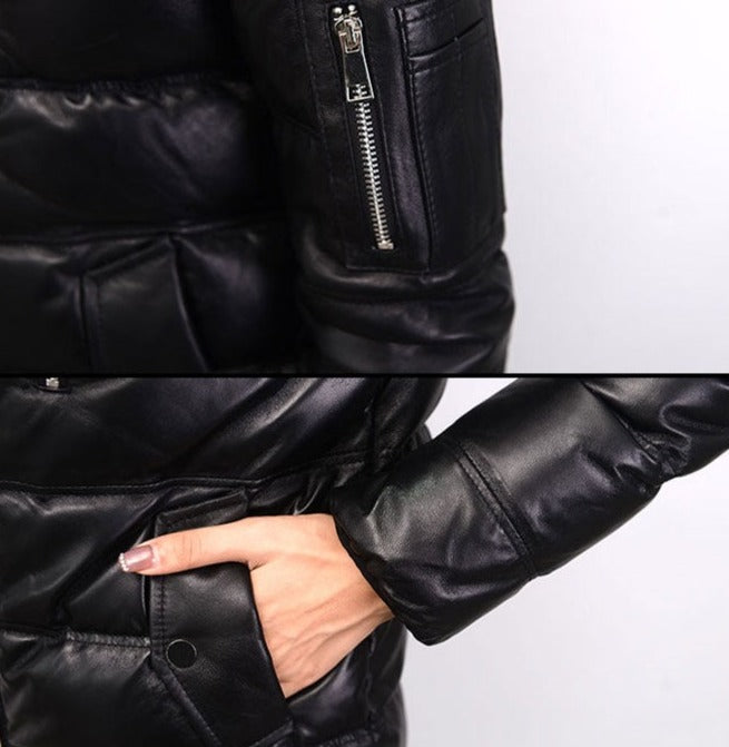 Genuine Leather Jacket Duck Down Bomber