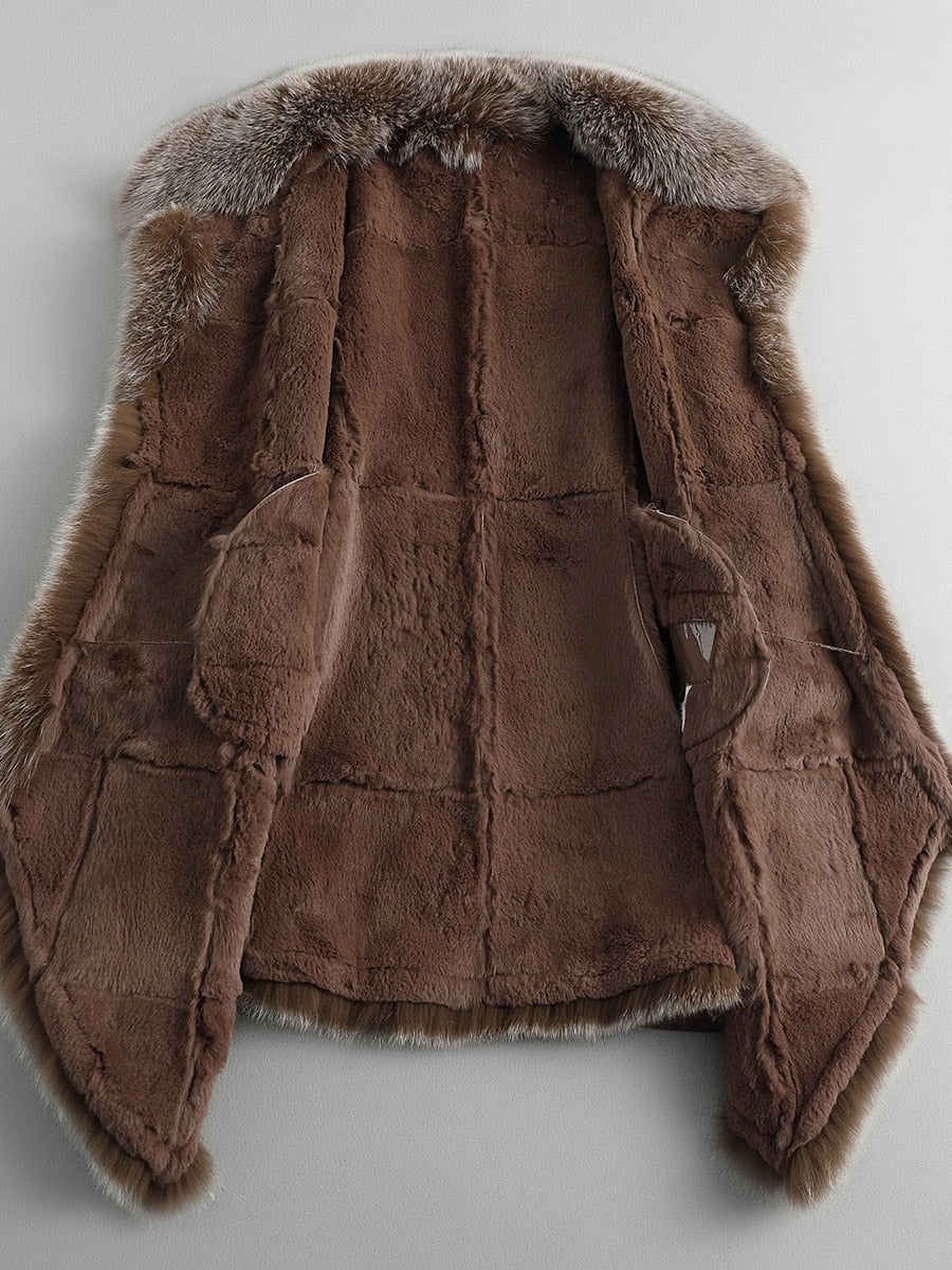 Genuine Leather Real Rabbit & Fox Fur Coats